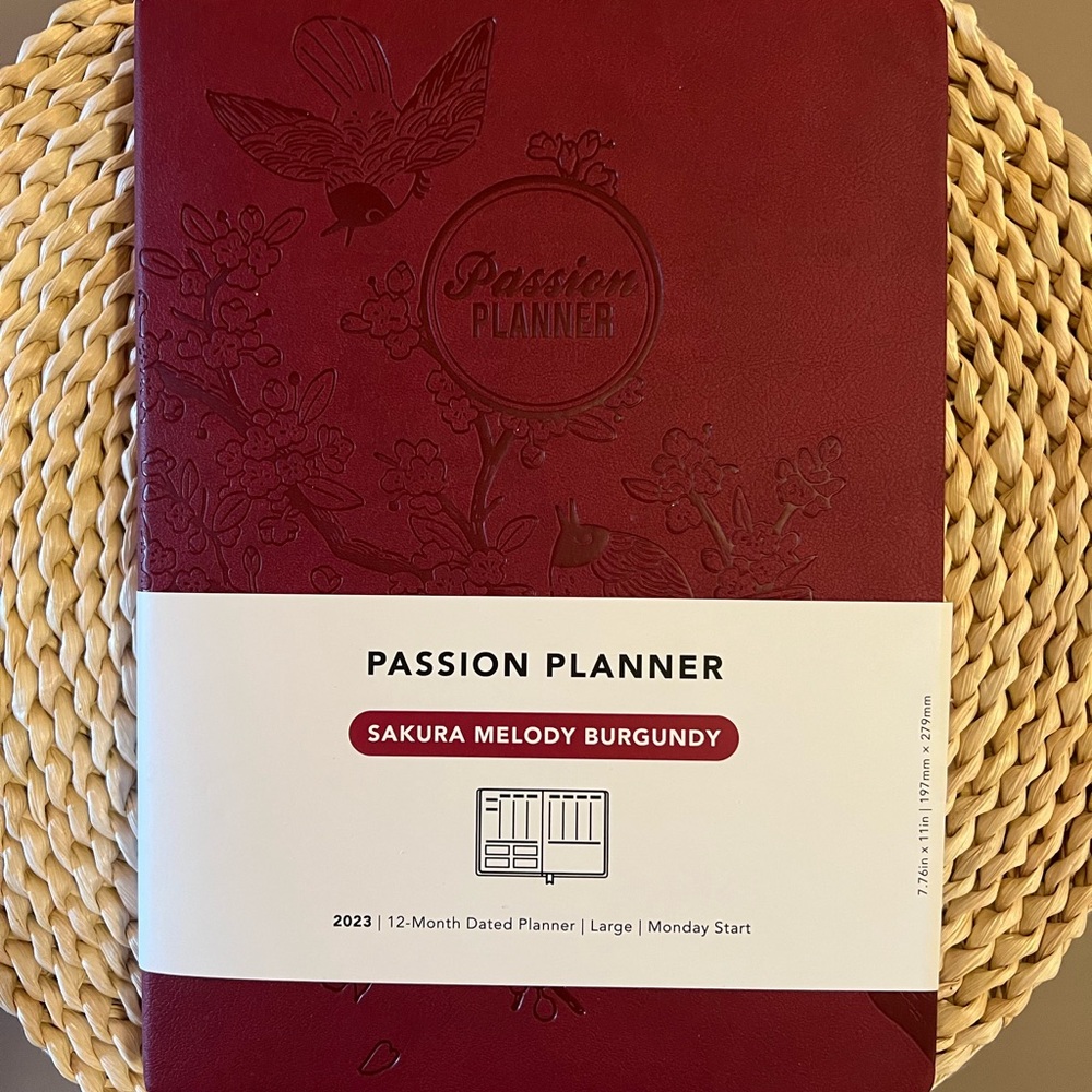 2023 Passion Planner Sakura Melody Burgundy Large